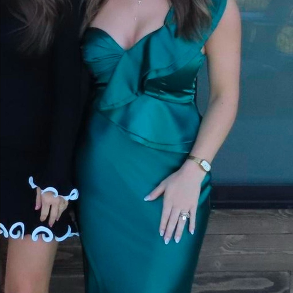 Elegant Green Satin Dress
